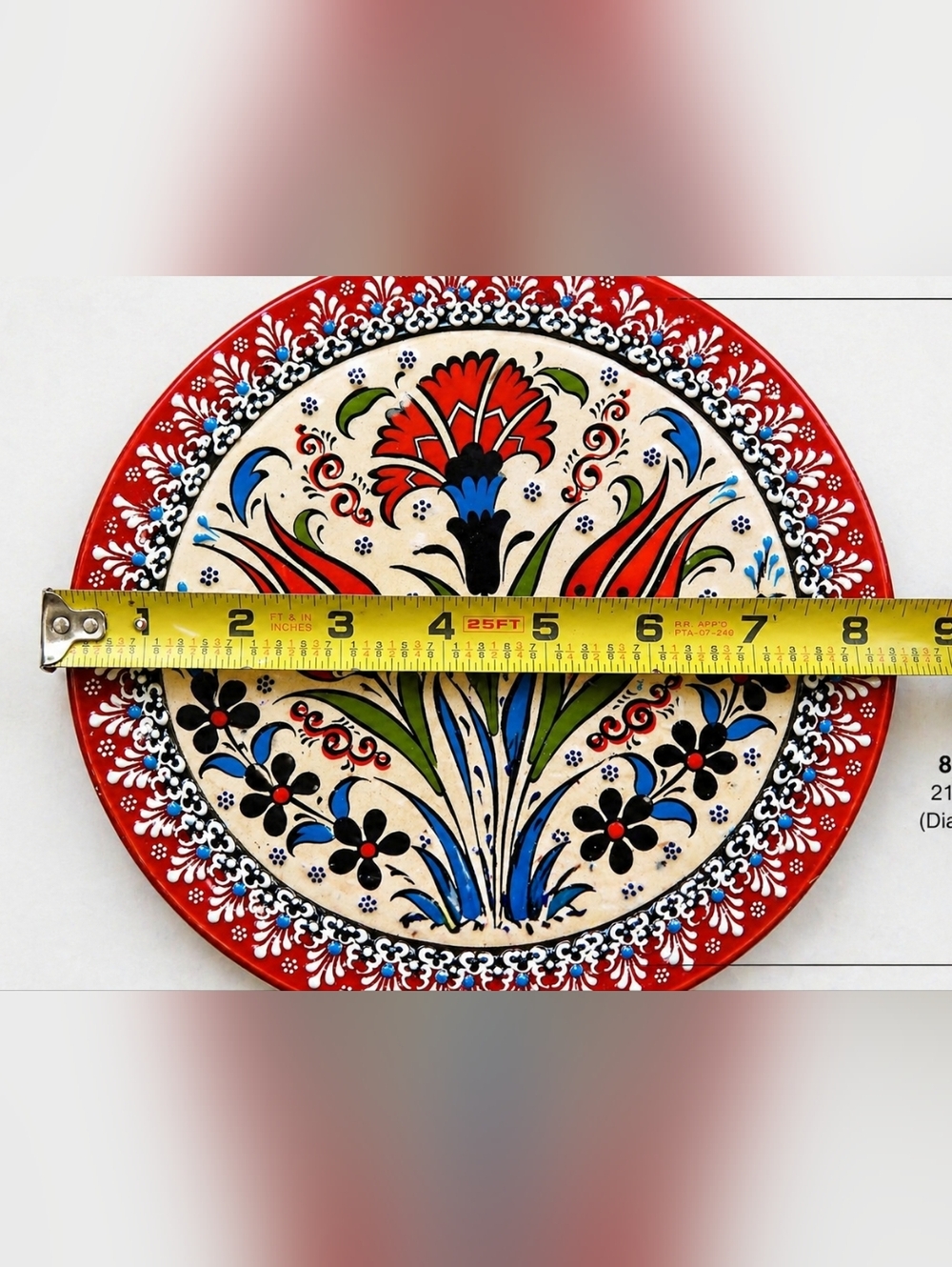 Hand-Painted Floral Ceramic Trivet - Picture 2 of 4